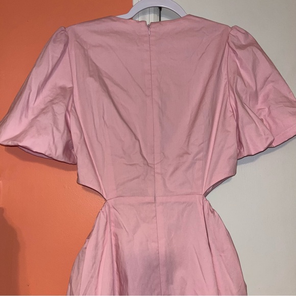 WAYF Short Puffy Sleeves Side Cut Outs Full Skirt Dress - Picture 12 of 16